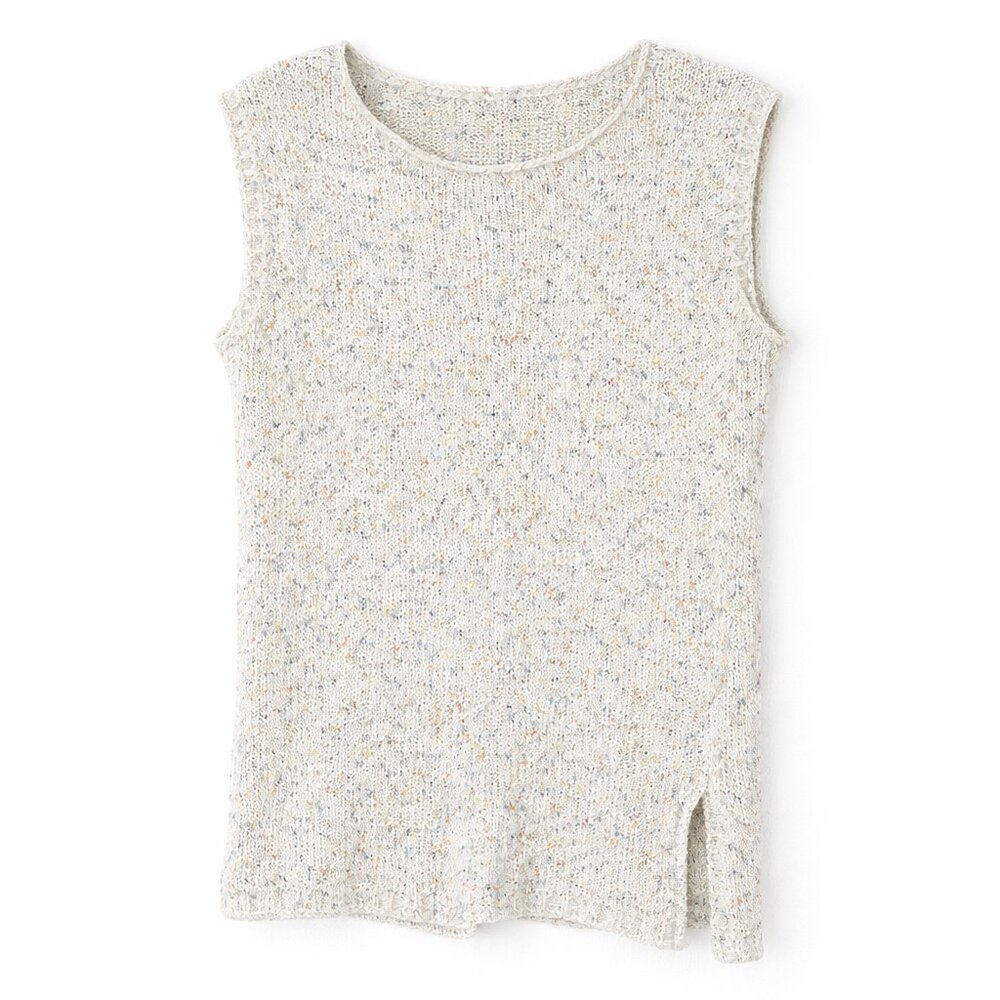#35 VINTAGE | Cream, Pink & Blue Cotton Candy Sleeveless Open Knit Top 17" PTP
